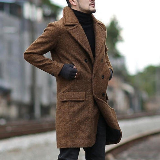 Abrigo Tipo Trinchera de Lana para Hombre con Solapas Clásicas - Image 11