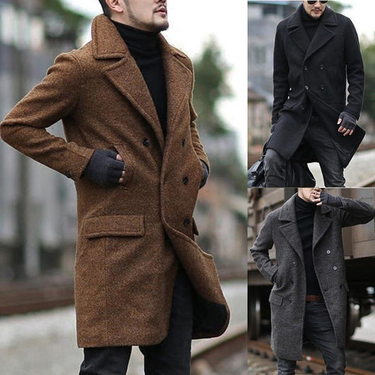 Abrigo Tipo Trinchera de Lana para Hombre con Solapas Clásicas - Image 13