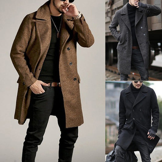Abrigo Tipo Trinchera de Lana para Hombre con Solapas Clásicas - Image 14