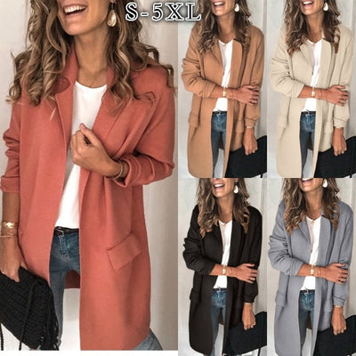 Blazer Casual de Manga Larga con Bolsillos Falsos - Colores Sólidos - Image 12