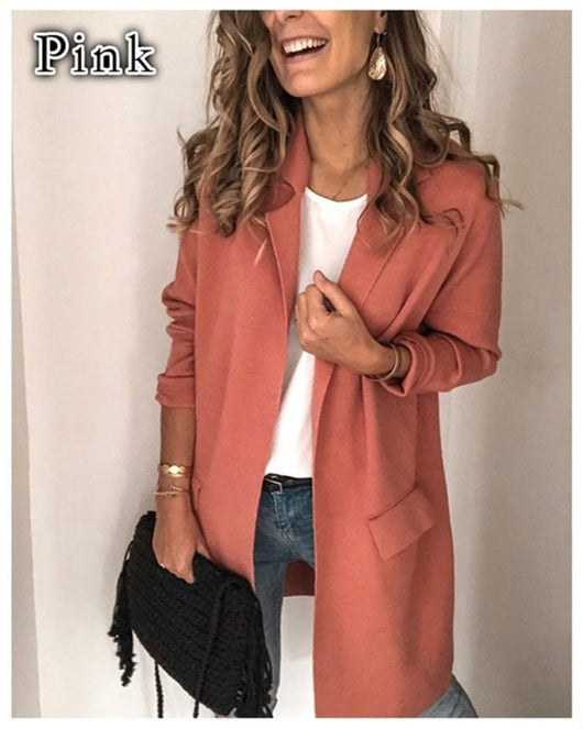Blazer Casual de Manga Larga con Bolsillos Falsos - Colores Sólidos - Image 13