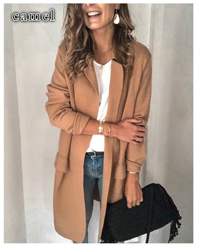 Blazer Casual de Manga Larga con Bolsillos Falsos - Colores Sólidos - Image 14