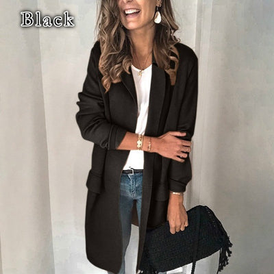 Blazer Casual de Manga Larga con Bolsillos Falsos - Colores Sólidos - Image 17