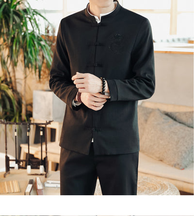 Traje Étnico Retro Chino Primavera - Cuello Mao para Hombre - Image 18