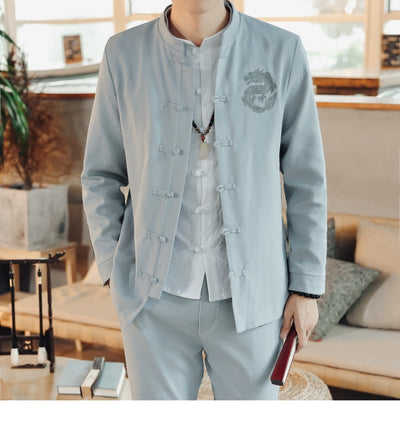 Traje Étnico Retro Chino Primavera - Cuello Mao para Hombre - Image 24