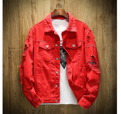 Chaqueta de Mezclilla Suelta con Detalles Rotos para Hombre - Image 10