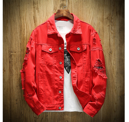 Chaqueta de Mezclilla Suelta con Detalles Rotos para Hombre - Image 10