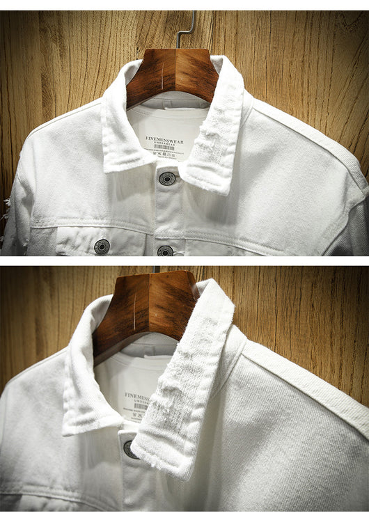 Chaqueta de Mezclilla Suelta con Detalles Rotos para Hombre - Image 11