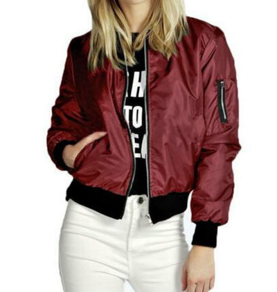 Chaqueta Corta de Moda con Cierre de Cremallera en Color Sólido - Image 6