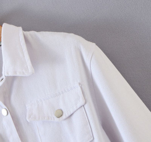 Vestido Camisero Denim de Manga Larga con Solapa - Image 8