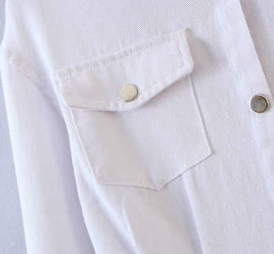 Vestido Camisero Denim de Manga Larga con Solapa - Image 9