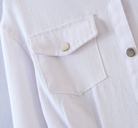 Vestido Camisero Denim de Manga Larga con Solapa - Image 9