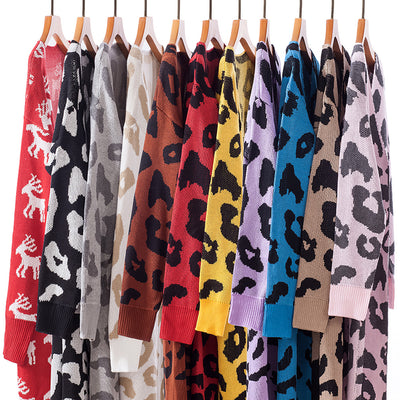 Cardigan de Leopardo para Otoño e Invierno - Suéter Tejido Elegante para Mujer - Image 33