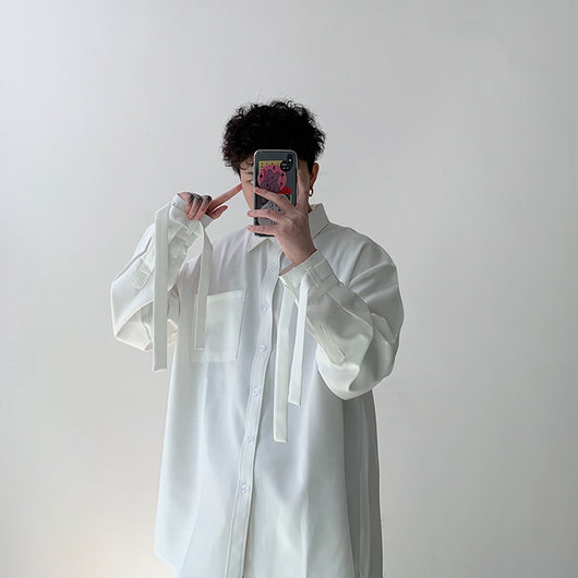 Camisa Manga Larga Unisex con Detalles de Cinta - Diseño Moderno y Versátil - Image 17