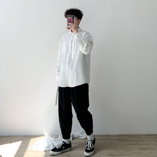 Camisa Manga Larga Unisex con Detalles de Cinta - Diseño Moderno y Versátil - Image 18