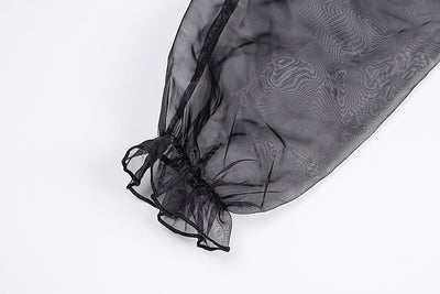 Blusa de Manga Larga con Malla Transparente y Costuras Visibles - Image 19