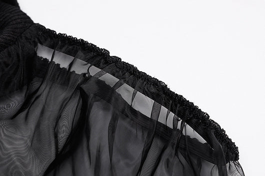 Blusa de Manga Larga con Malla Transparente y Costuras Visibles - Image 20