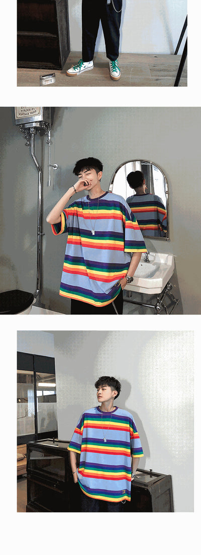 Playera de Rayas Contrastadas de Manga Corta - Image 5