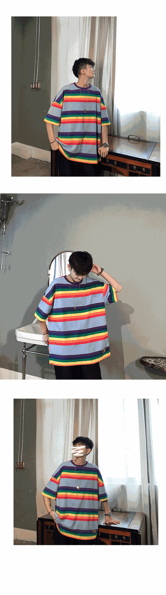 Playera de Rayas Contrastadas de Manga Corta - Image 6