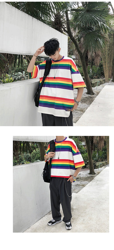 Playera de Rayas Contrastadas de Manga Corta - Image 7