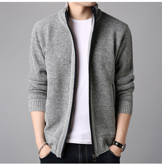 Suéter Cardigan Cuello Alto Ajustado para Hombre - Tejido Grueso - Image 8
