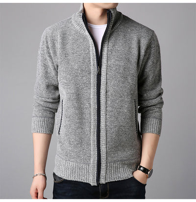 Suéter Cardigan Cuello Alto Ajustado para Hombre - Tejido Grueso - Image 9
