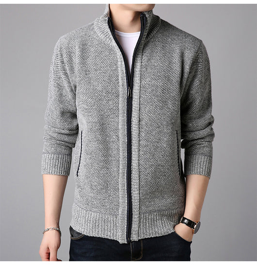 Suéter Cardigan Cuello Alto Ajustado para Hombre - Tejido Grueso - Image 9