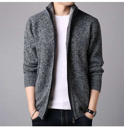 Suéter Cardigan Cuello Alto Ajustado para Hombre - Tejido Grueso - Image 10