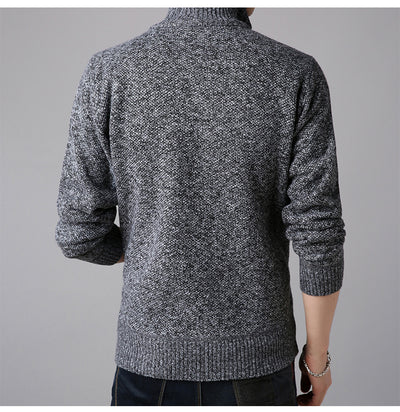 Suéter Cardigan Cuello Alto Ajustado para Hombre - Tejido Grueso - Image 11