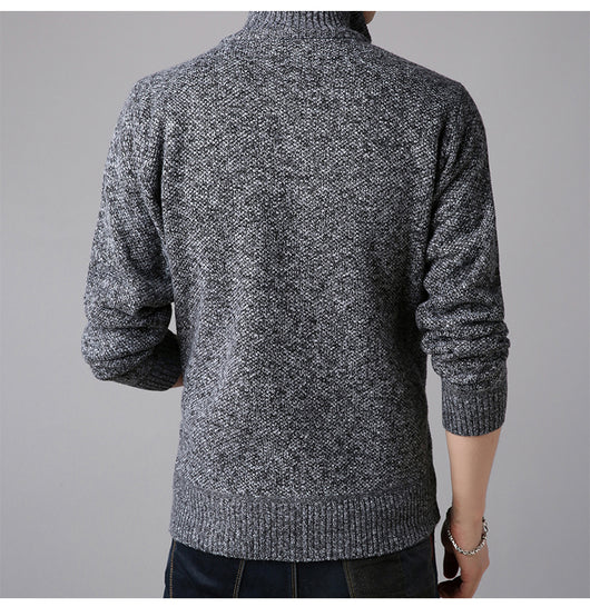 Suéter Cardigan Cuello Alto Ajustado para Hombre - Tejido Grueso - Image 11