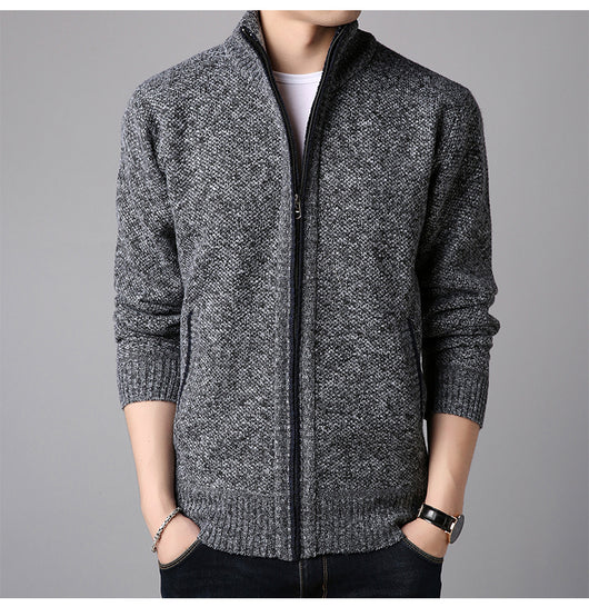 Suéter Cardigan Cuello Alto Ajustado para Hombre - Tejido Grueso - Image 12