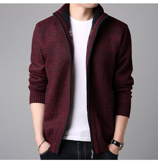 Suéter Cardigan Cuello Alto Ajustado para Hombre - Tejido Grueso - Image 14
