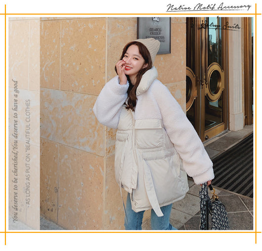 Abrigo de Piel de Cordero Otoño Invierno Estilo Coreano Suelto y Corto para Mujer - Image 9