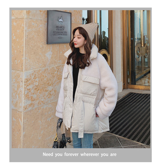 Abrigo de Piel de Cordero Otoño Invierno Estilo Coreano Suelto y Corto para Mujer - Image 10