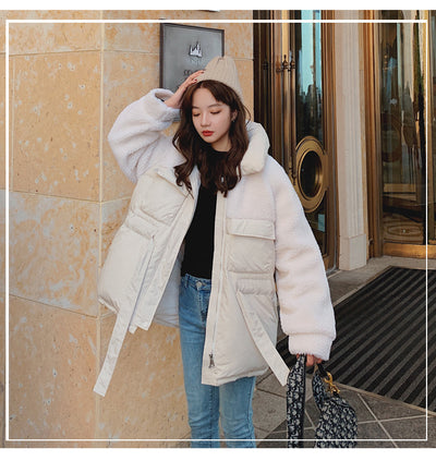 Abrigo de Piel de Cordero Otoño Invierno Estilo Coreano Suelto y Corto para Mujer - Image 11