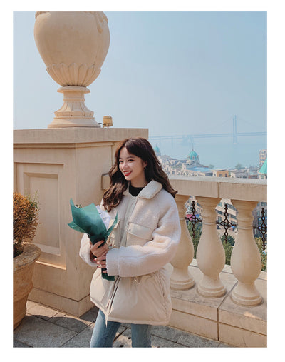 Abrigo de Piel de Cordero Otoño Invierno Estilo Coreano Suelto y Corto para Mujer - Image 17