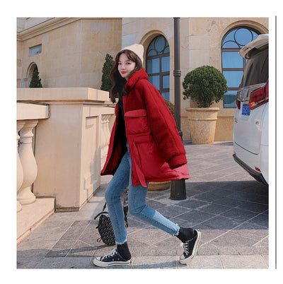Abrigo de Piel de Cordero Otoño Invierno Estilo Coreano Suelto y Corto para Mujer - Image 20