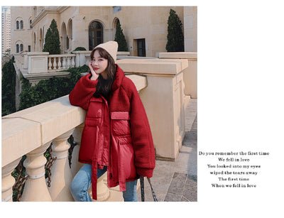 Abrigo de Piel de Cordero Otoño Invierno Estilo Coreano Suelto y Corto para Mujer - Image 21