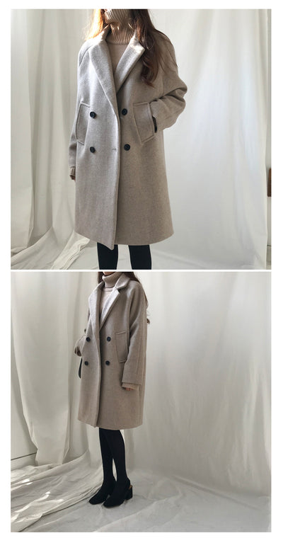 Abrigo de Lana Slim Largo Temperamento para Invierno - Image 6