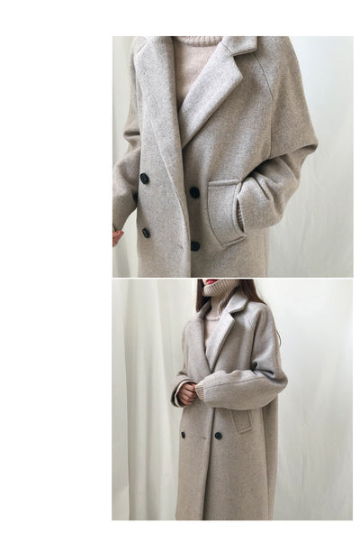Abrigo de Lana Slim Largo Temperamento para Invierno - Image 8