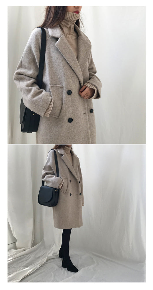 Abrigo de Lana Slim Largo Temperamento para Invierno - Image 9