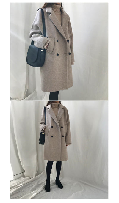 Abrigo de Lana Slim Largo Temperamento para Invierno - Image 10