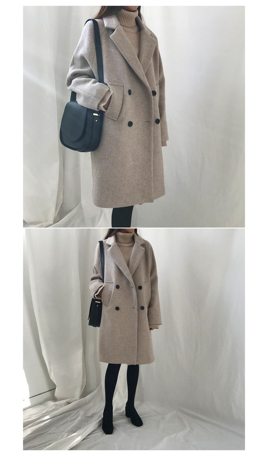 Abrigo de Lana Slim Largo Temperamento para Invierno - Image 10