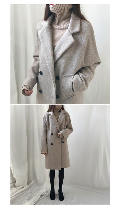 Abrigo de Lana Slim Largo Temperamento para Invierno - Image 11