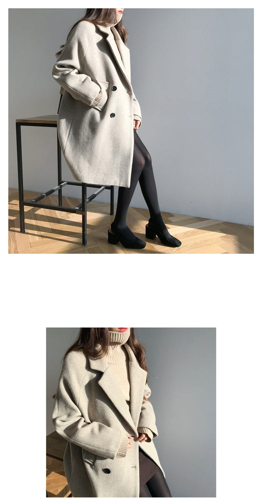 Abrigo de Lana Slim Largo Temperamento para Invierno - Image 12