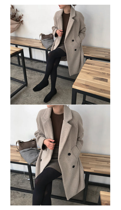 Abrigo de Lana Slim Largo Temperamento para Invierno - Image 14