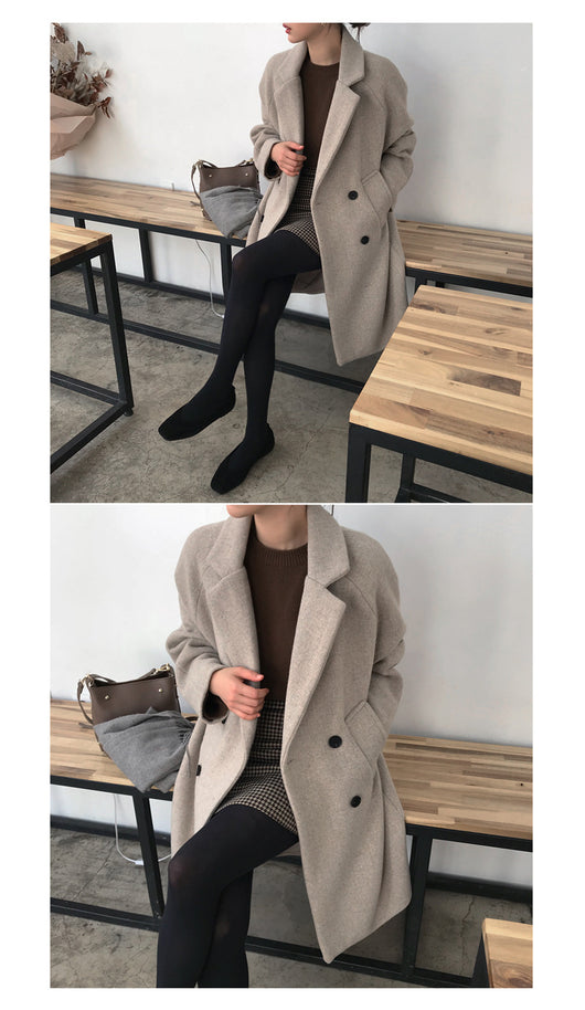 Abrigo de Lana Slim Largo Temperamento para Invierno - Image 14