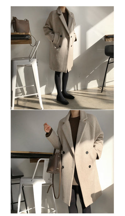 Abrigo de Lana Slim Largo Temperamento para Invierno - Image 17