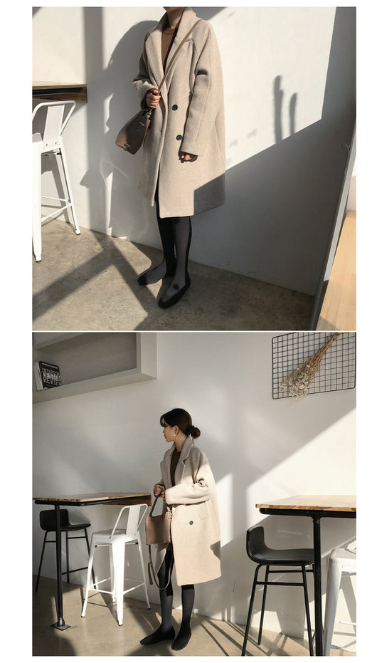 Abrigo de Lana Slim Largo Temperamento para Invierno - Image 18