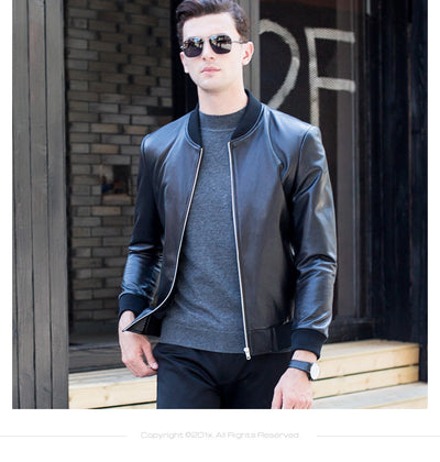 Chaqueta de Cuero para Hombre con Cuello Tipo Béisbol - Image 7